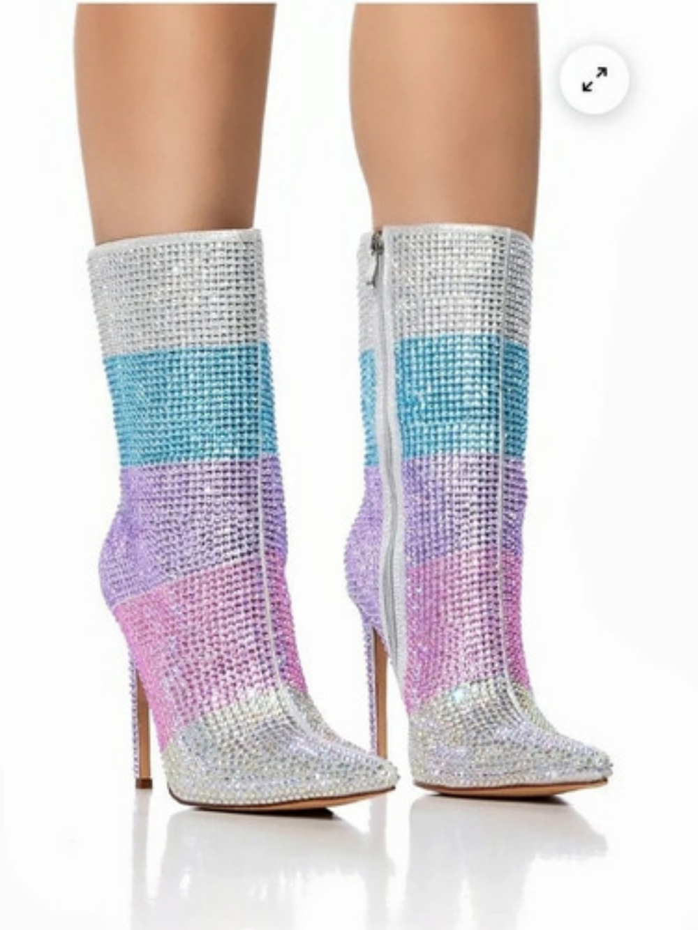 AZALEA WANG JAYLEEN MULTI RHINESTONE STRIPE BOOTIE